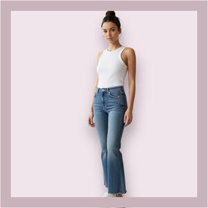 Zara + denim High Rise Raw Hem Jeans